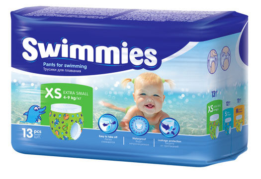 Детские трусики для плавания X-Small (4-9 кг.), 13 шт.	