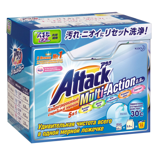 Attack Multi-Actiоn Концентрированный порошок с активным кислородным пятновыводителем, 0,9 кг